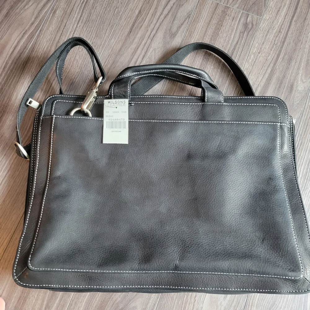 NWT Wilson Learher Black Laptop Briefcase Bag